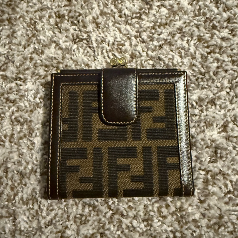 Fendi Black and Brown Logo Wallet